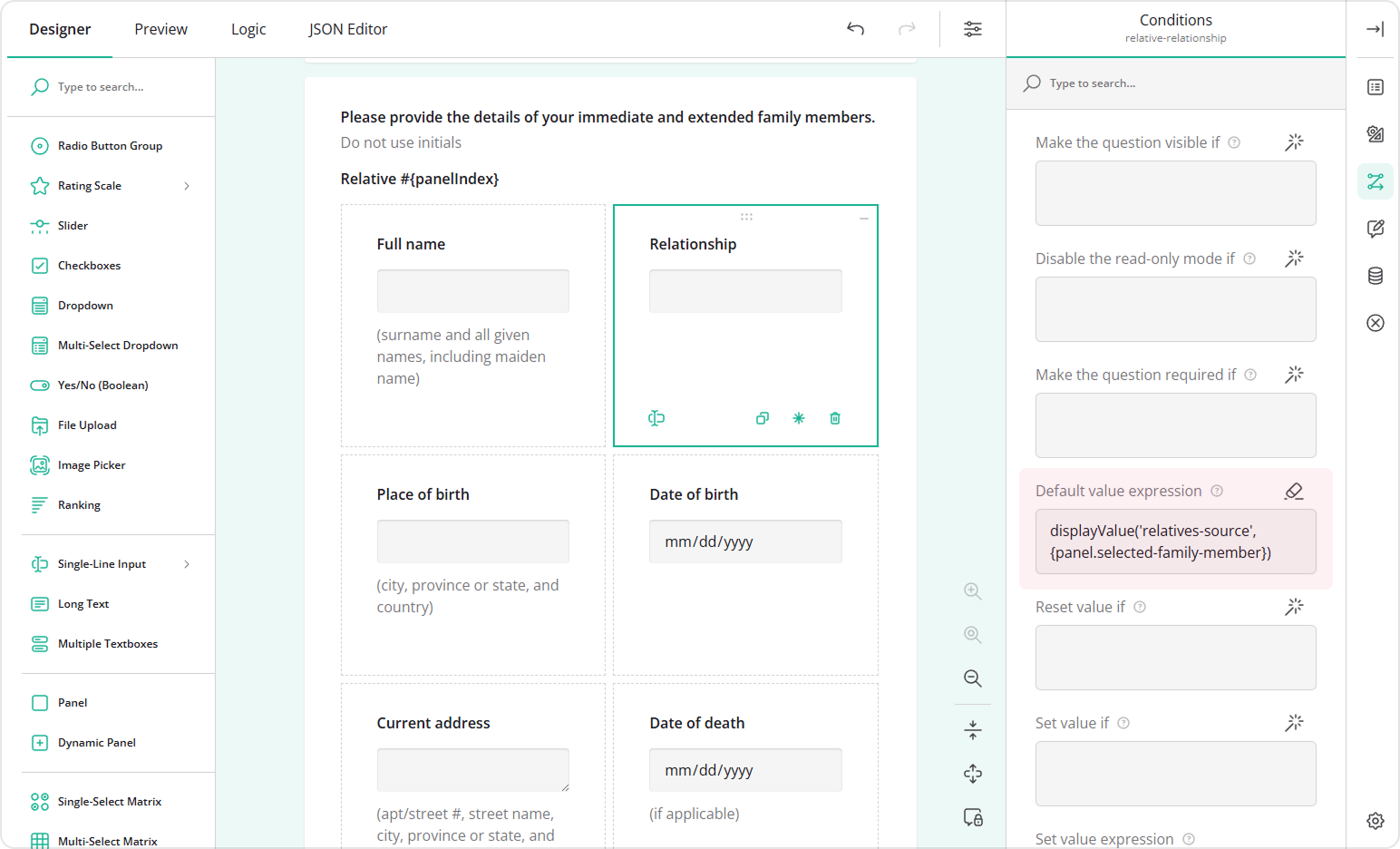 Set a default value using a selected choice option