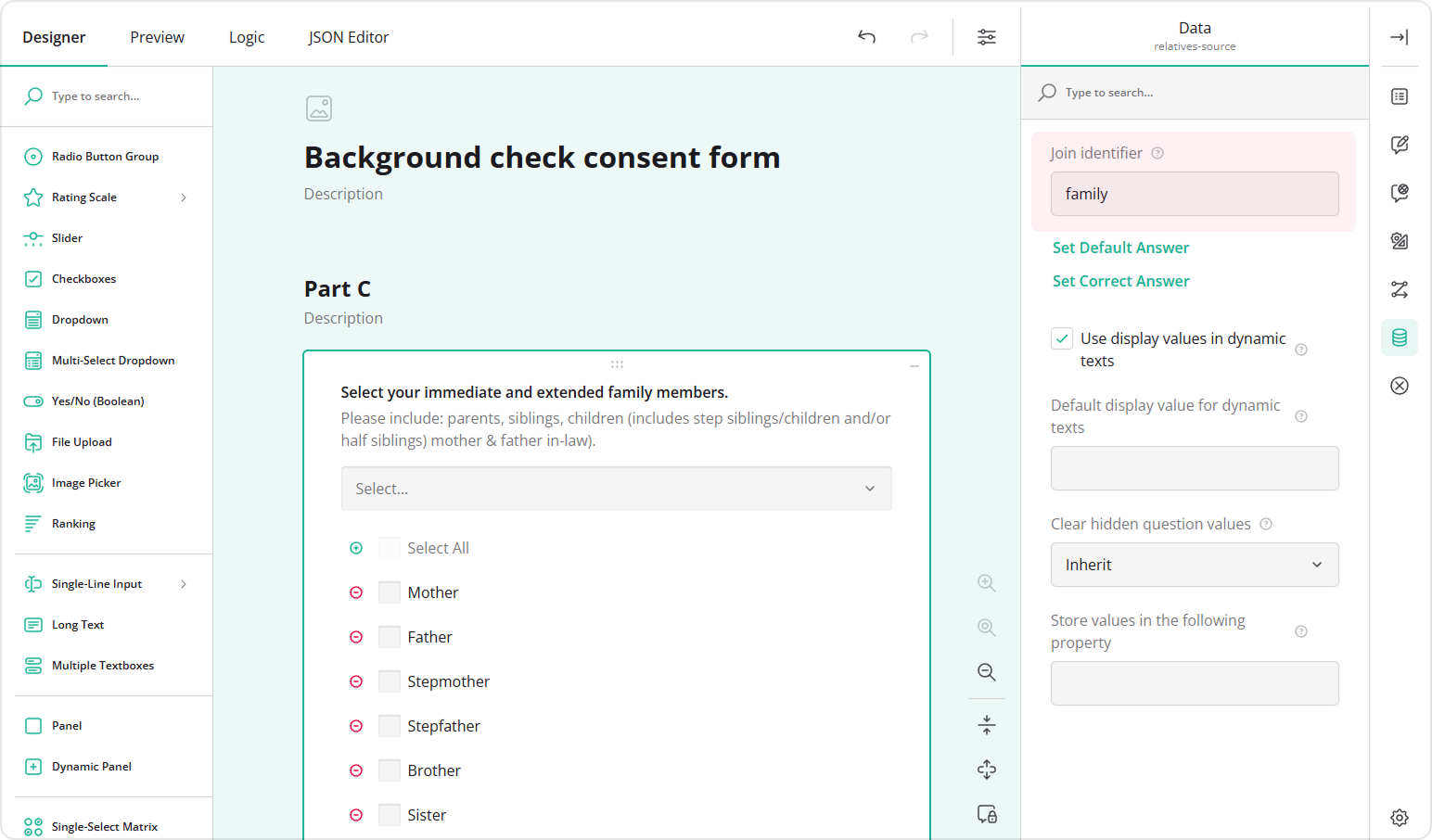 Specify a join identifier for the Multi-Select Dropdown