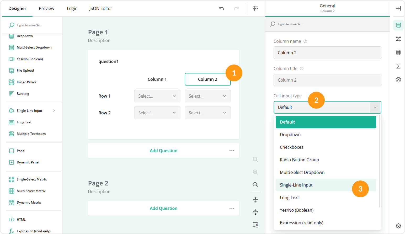 Multiple Textboxes: How to activate column settings in the Property Grid