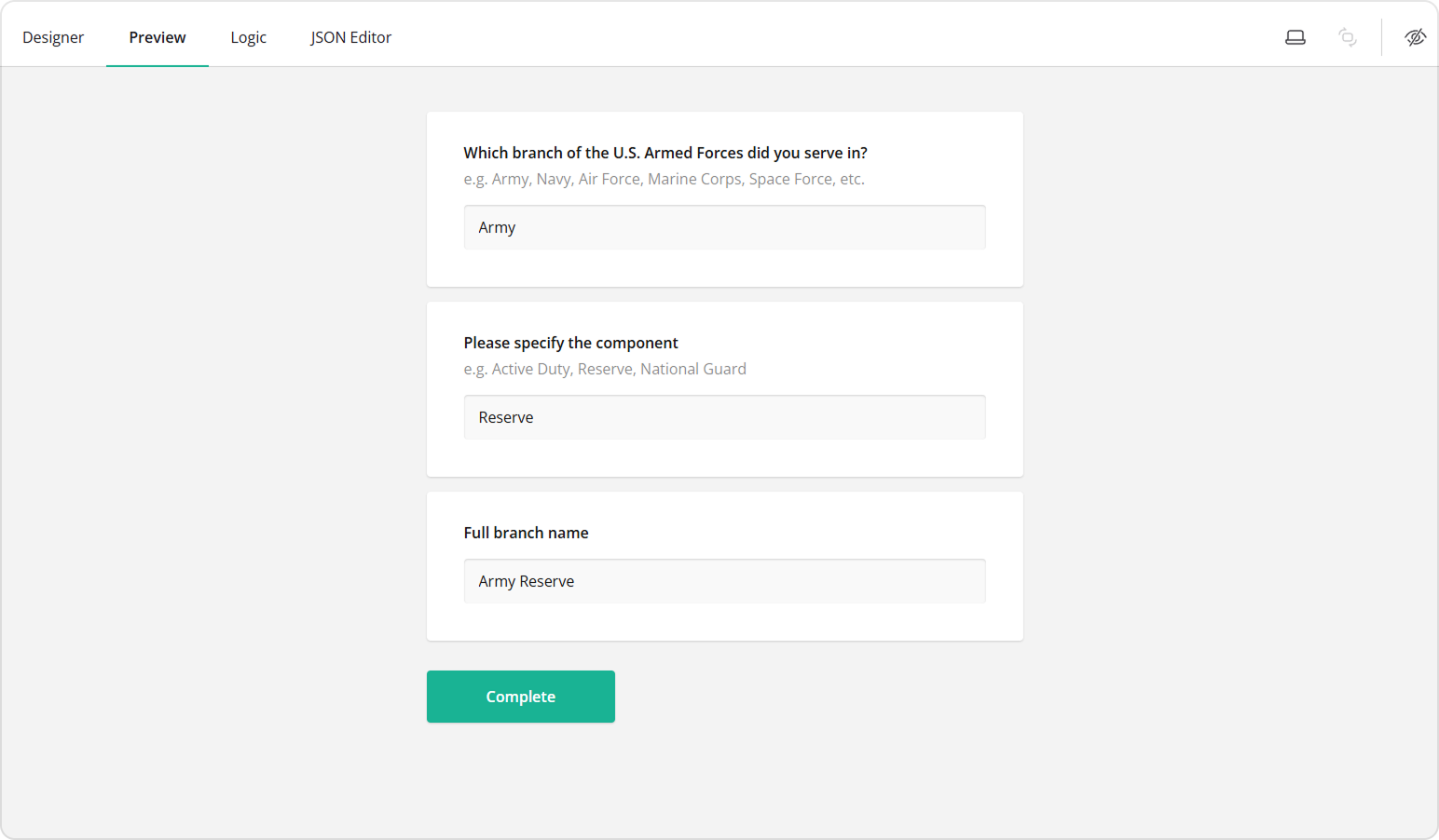 Combine answers to use as the default value