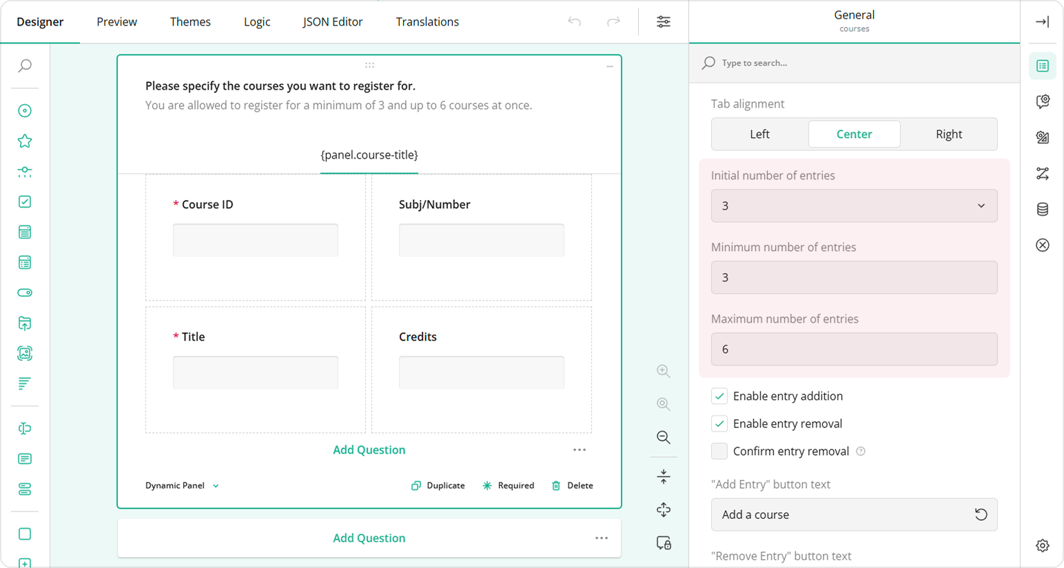 Entry count properties