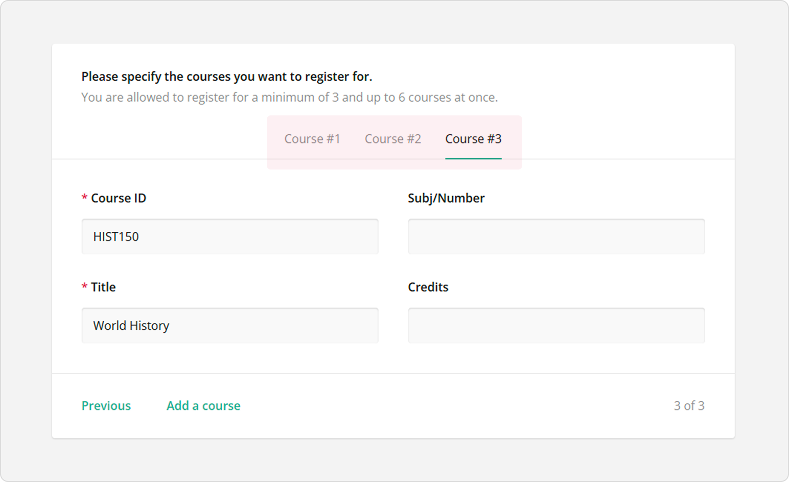 Entry numbering format