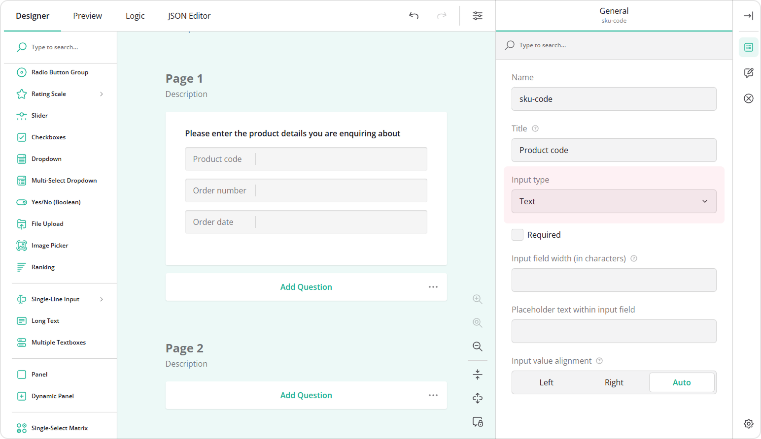 Change item input type