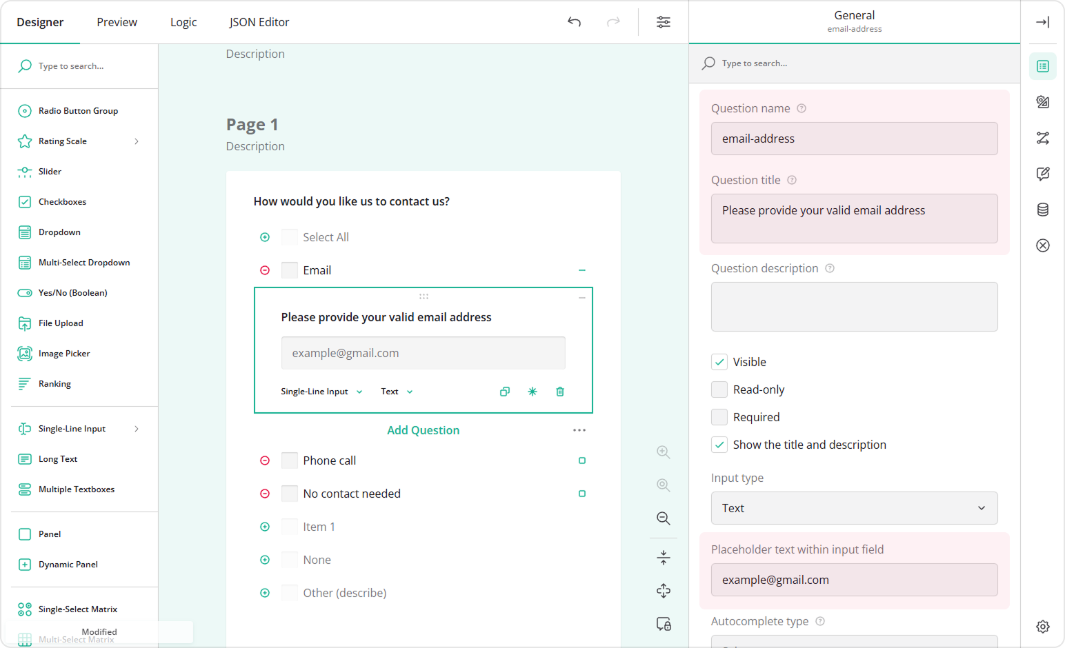Configure the nested question