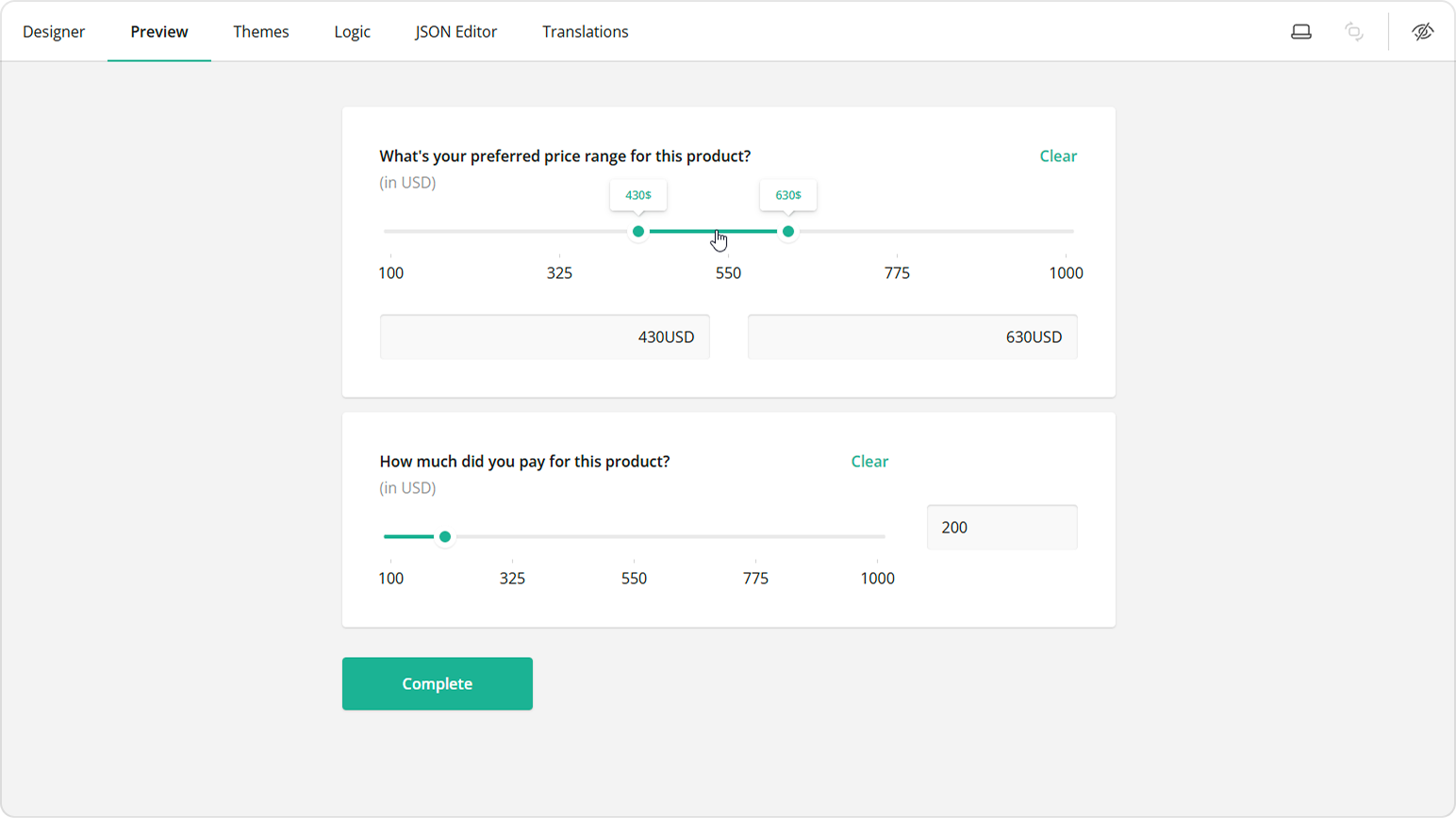 Range Slider with two inputs in a panel