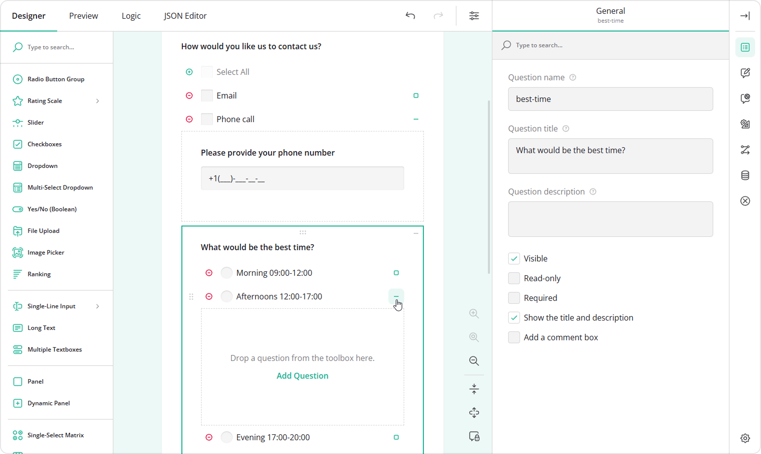 Add the second nesting level for a choice option