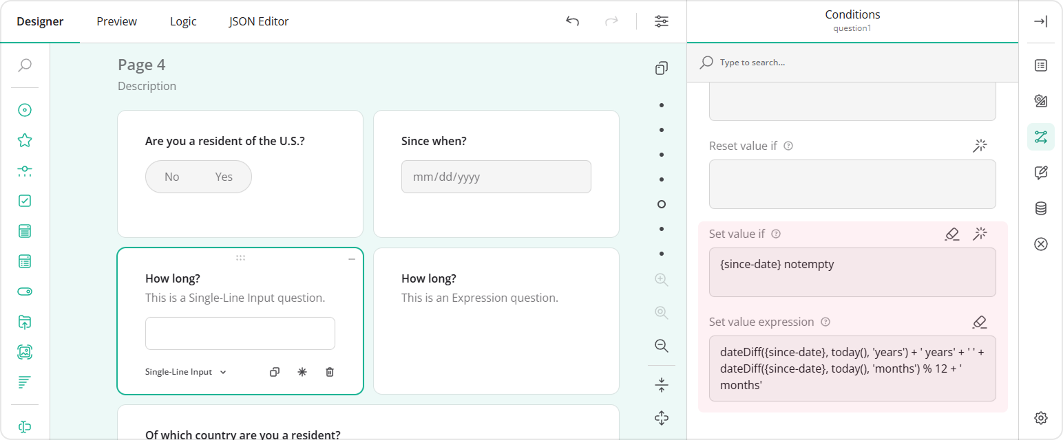 How to set and condition an expression-based value for a Single-Line Input