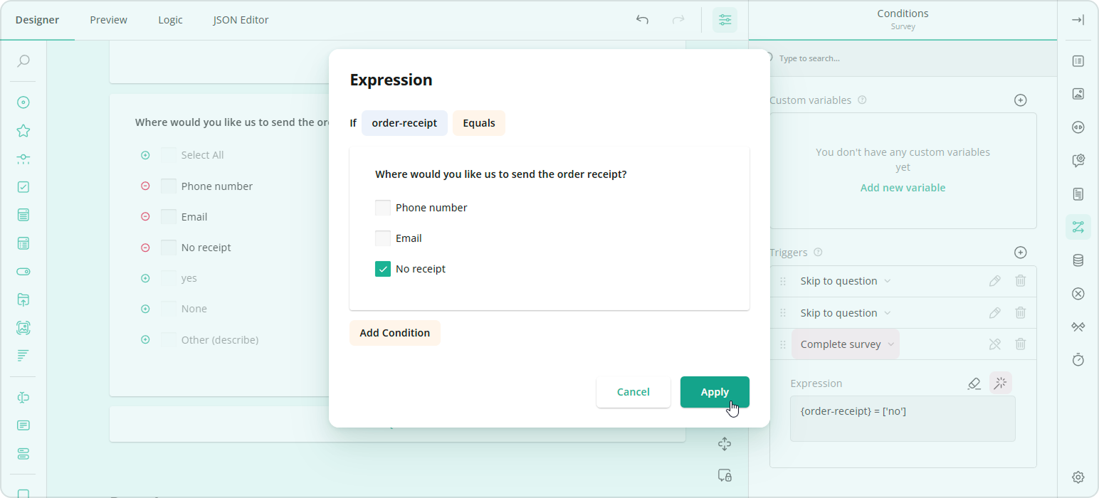 Survey Creator: Skip logic example #2