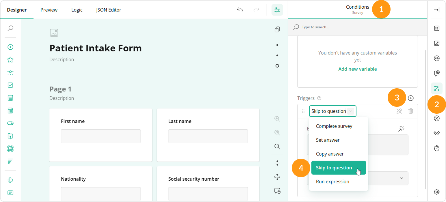 Survey Creator: How to implement "skip to question" logic, part 1