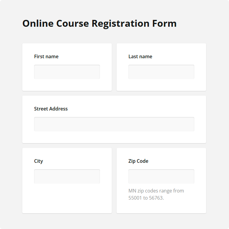 Survey elements with question boxes