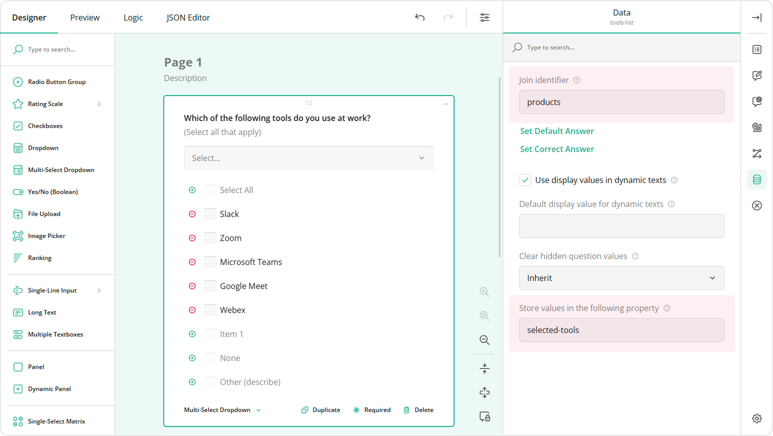 Link the loop driver to the looping question using the Join identifier setting