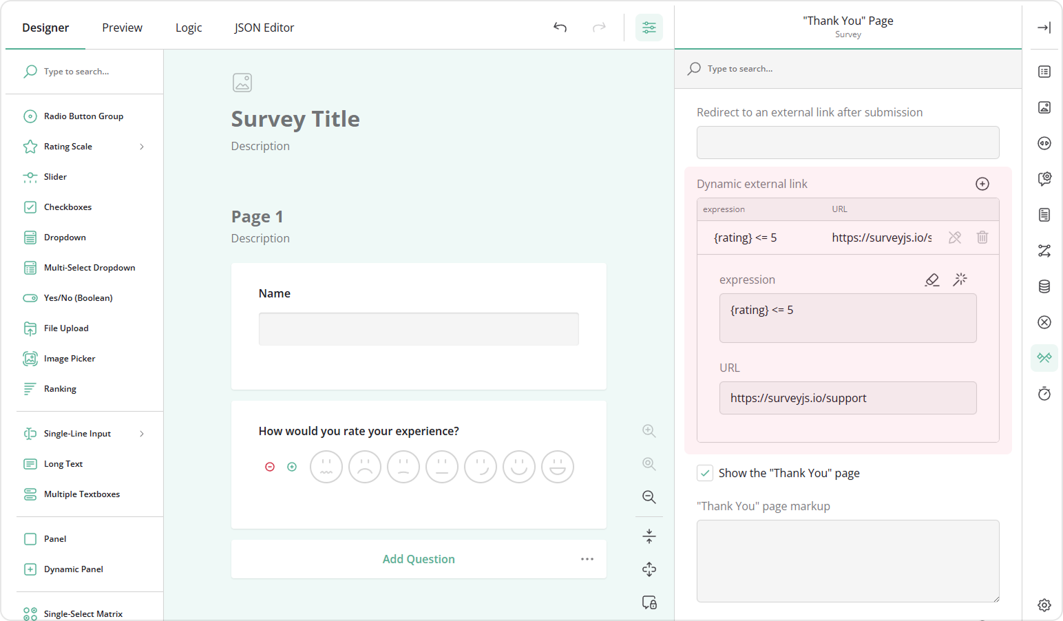 Create a rule to sent a respondent to a custom URL