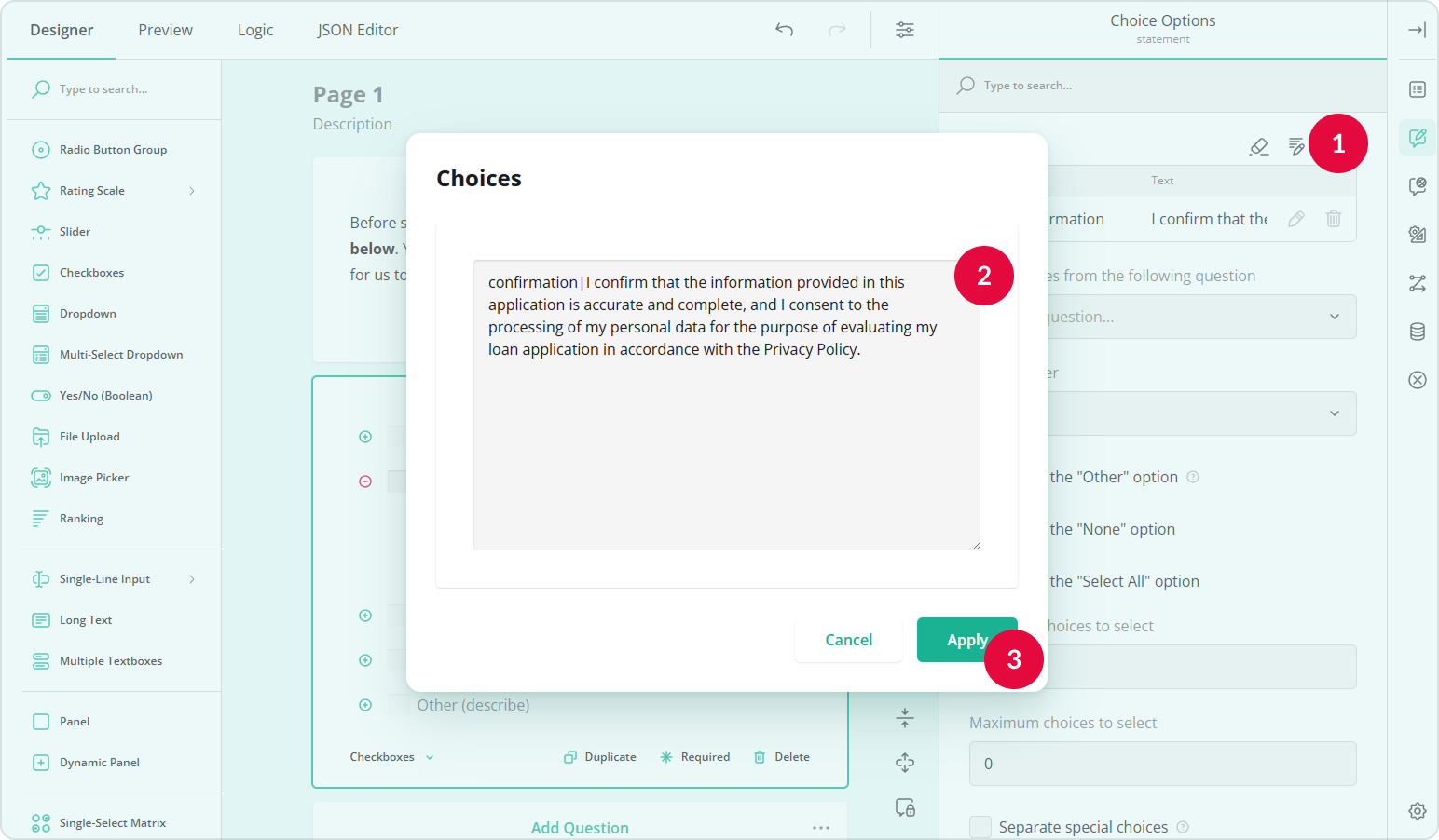 Add a consent statement