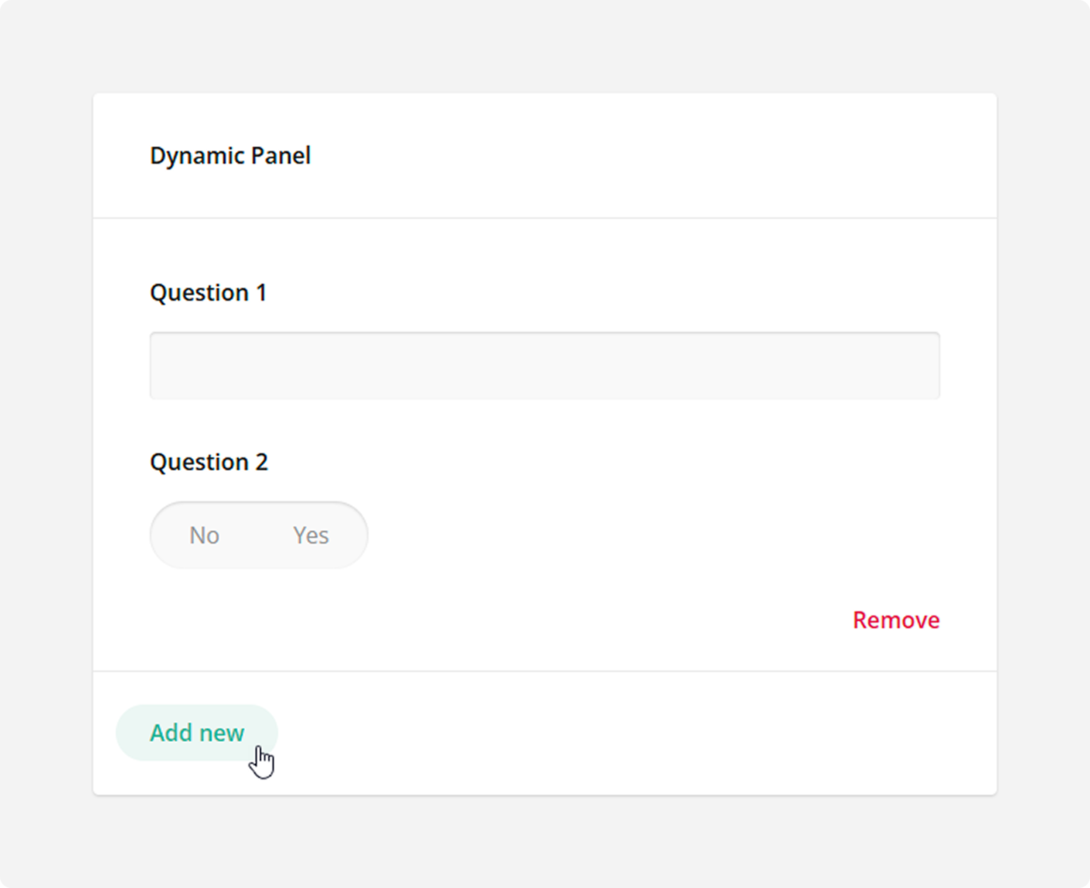 SurveyJS Question types - Dynamic panel