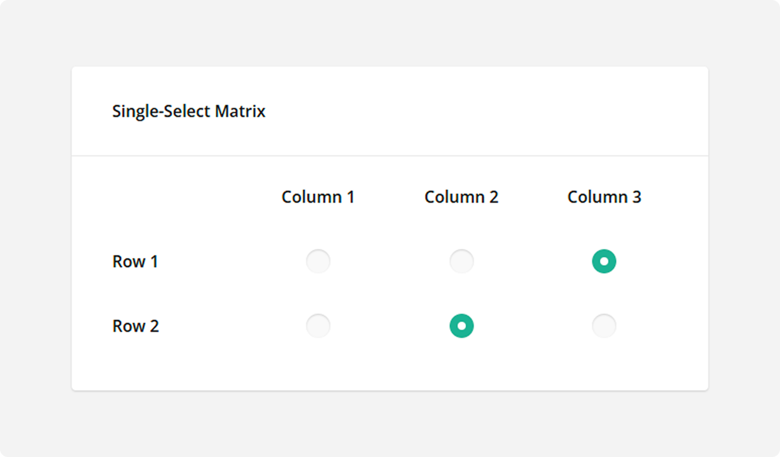 SurveyJS Question types - Single-Select Matrix