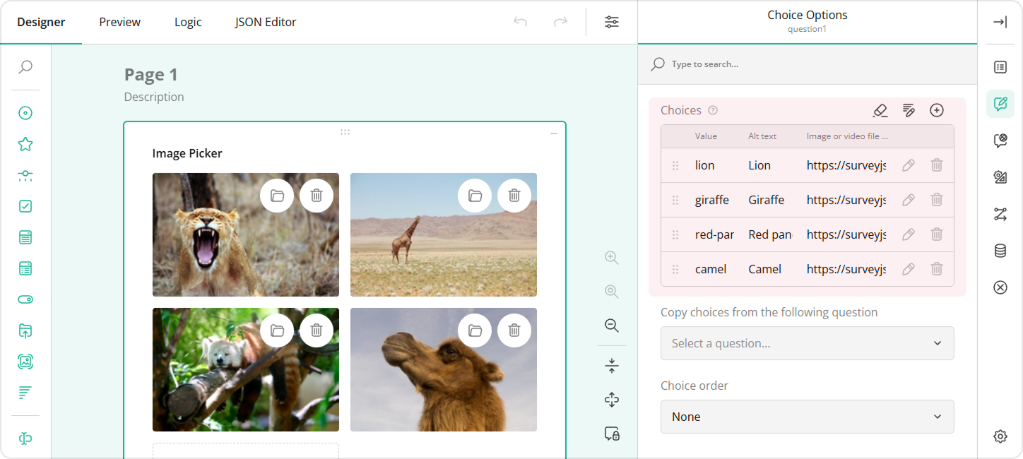 Survey Creator - Image value