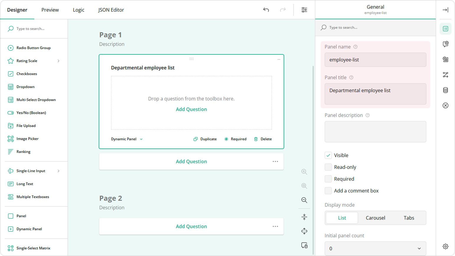 Create the outer repeat group