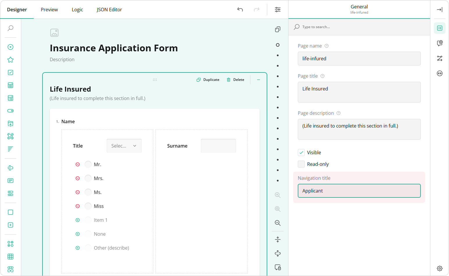 Page Navivagion Title