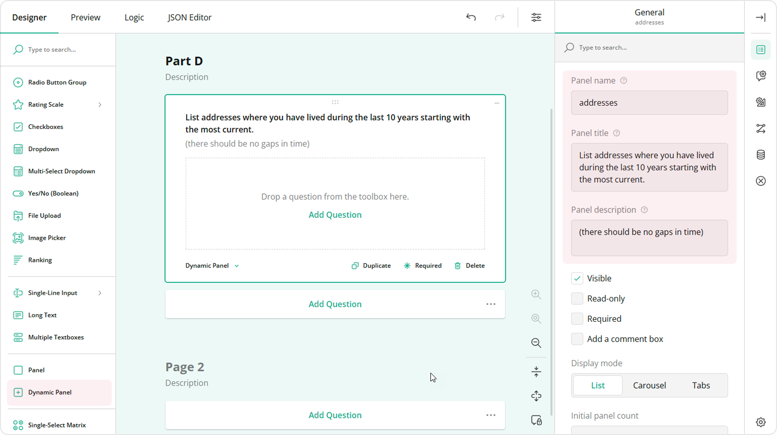 Add a section with repeatable fields to a form