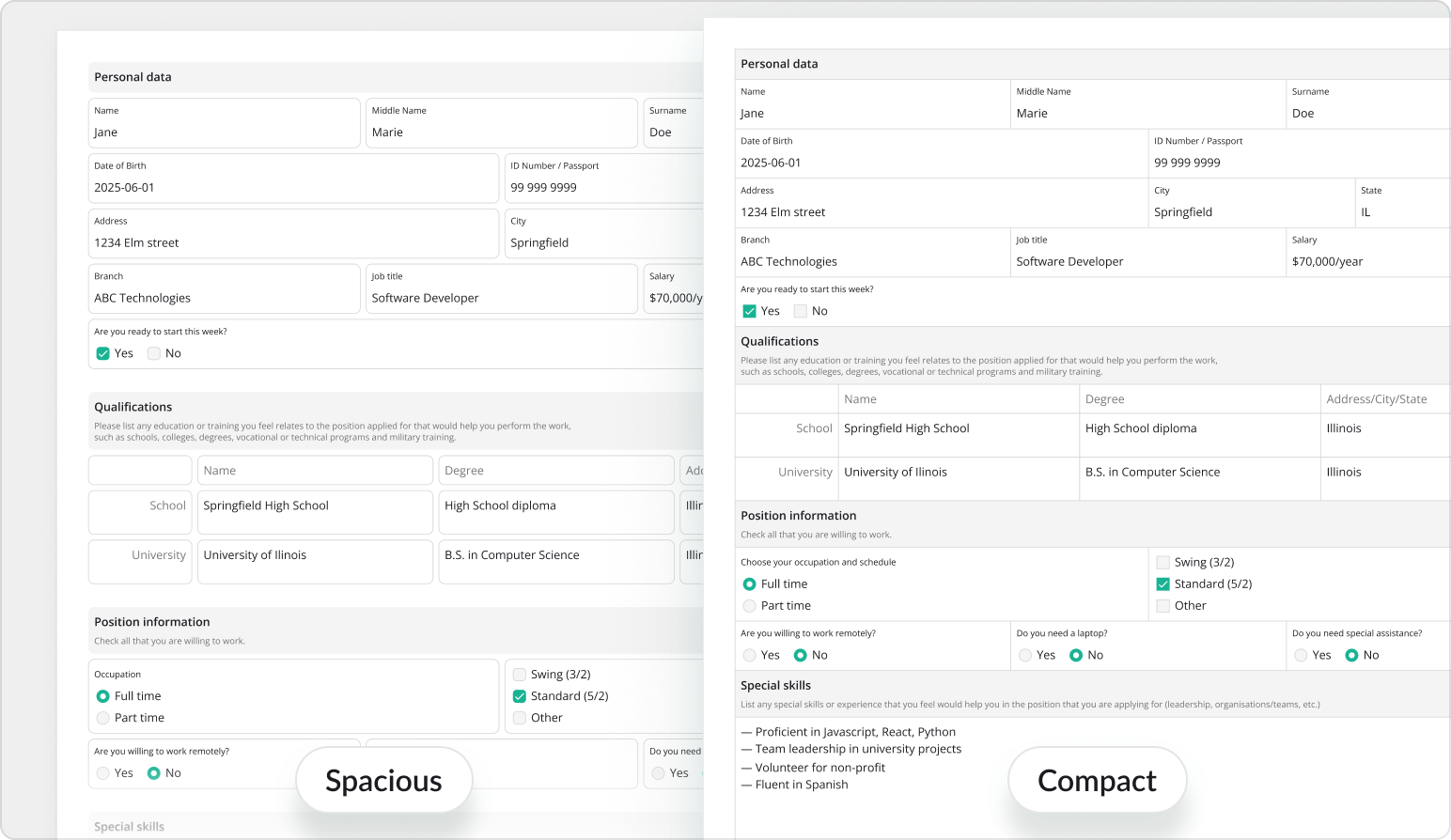 Compact and Spacious PDF Layouts