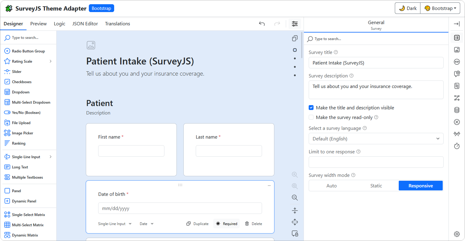 SurveyJS Bootstrap Adapter