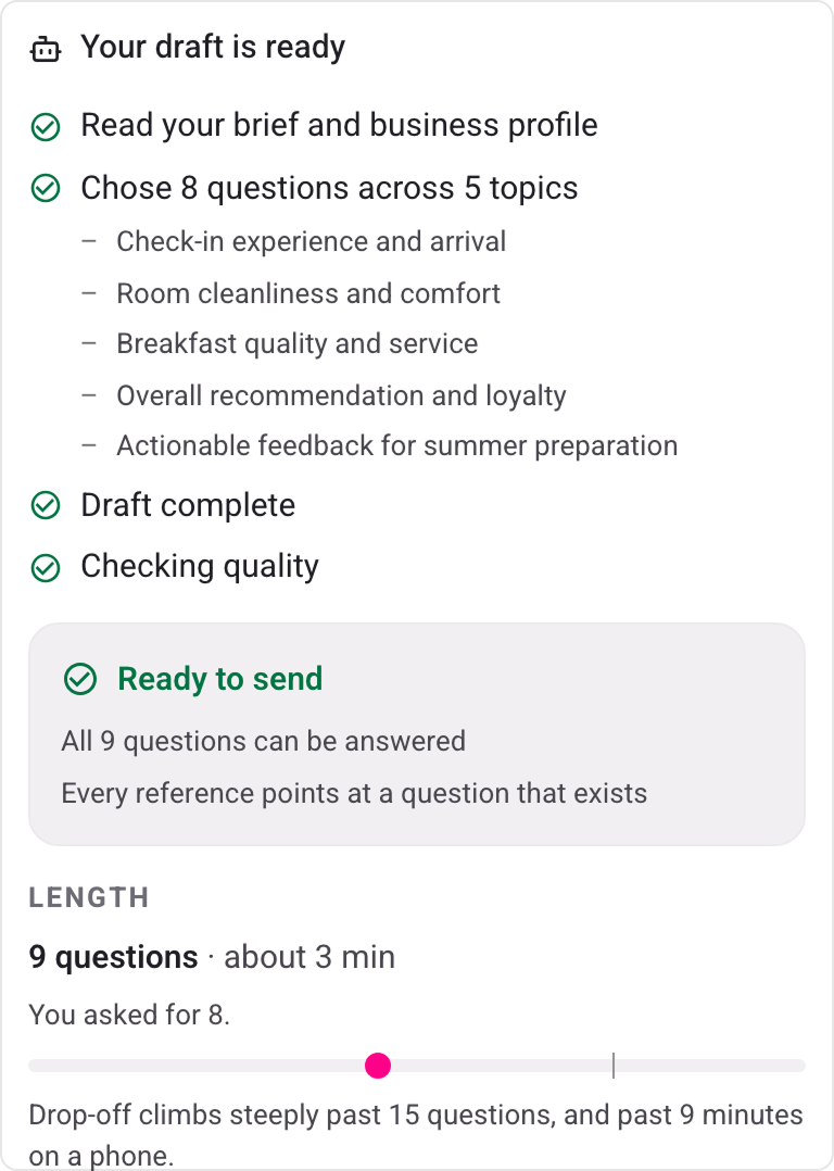 All 9 questions can be answered and every logic reference points at an existing question