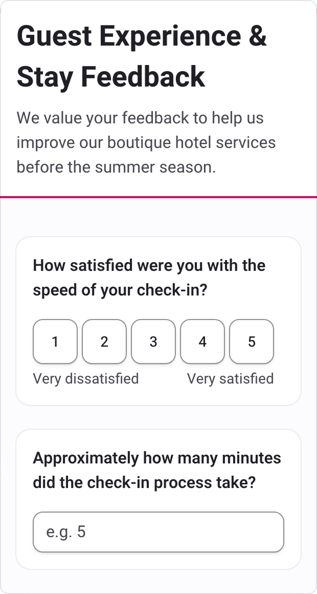 A Pollarix survey previewed at phone width, rendered by the SurveyJS Form Library