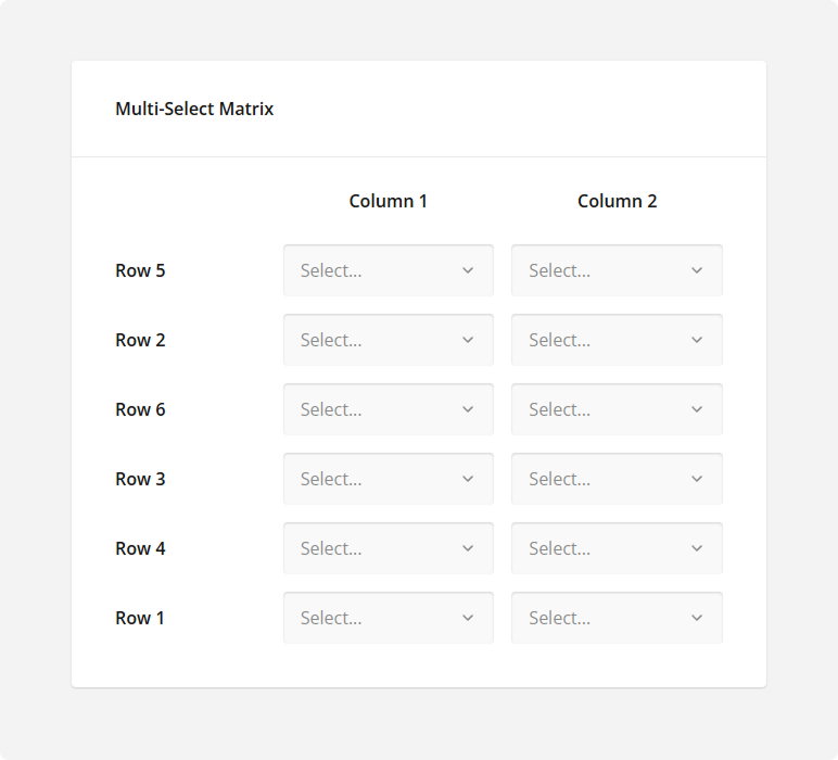 Randomized rows in Multi-Select Matrix