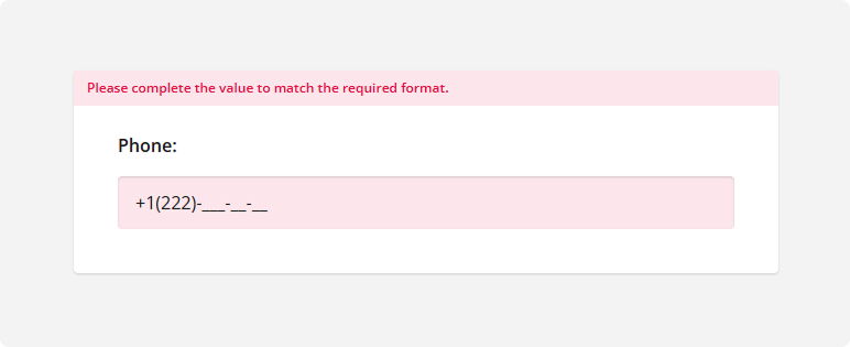 SurveyJS Form Library: Incomplete pattern validation error